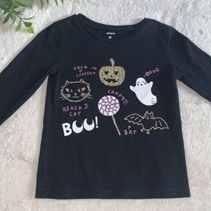 Carter’s 3T Black Halloween T-shirt EUC Pumpkins Ghosts Glitter